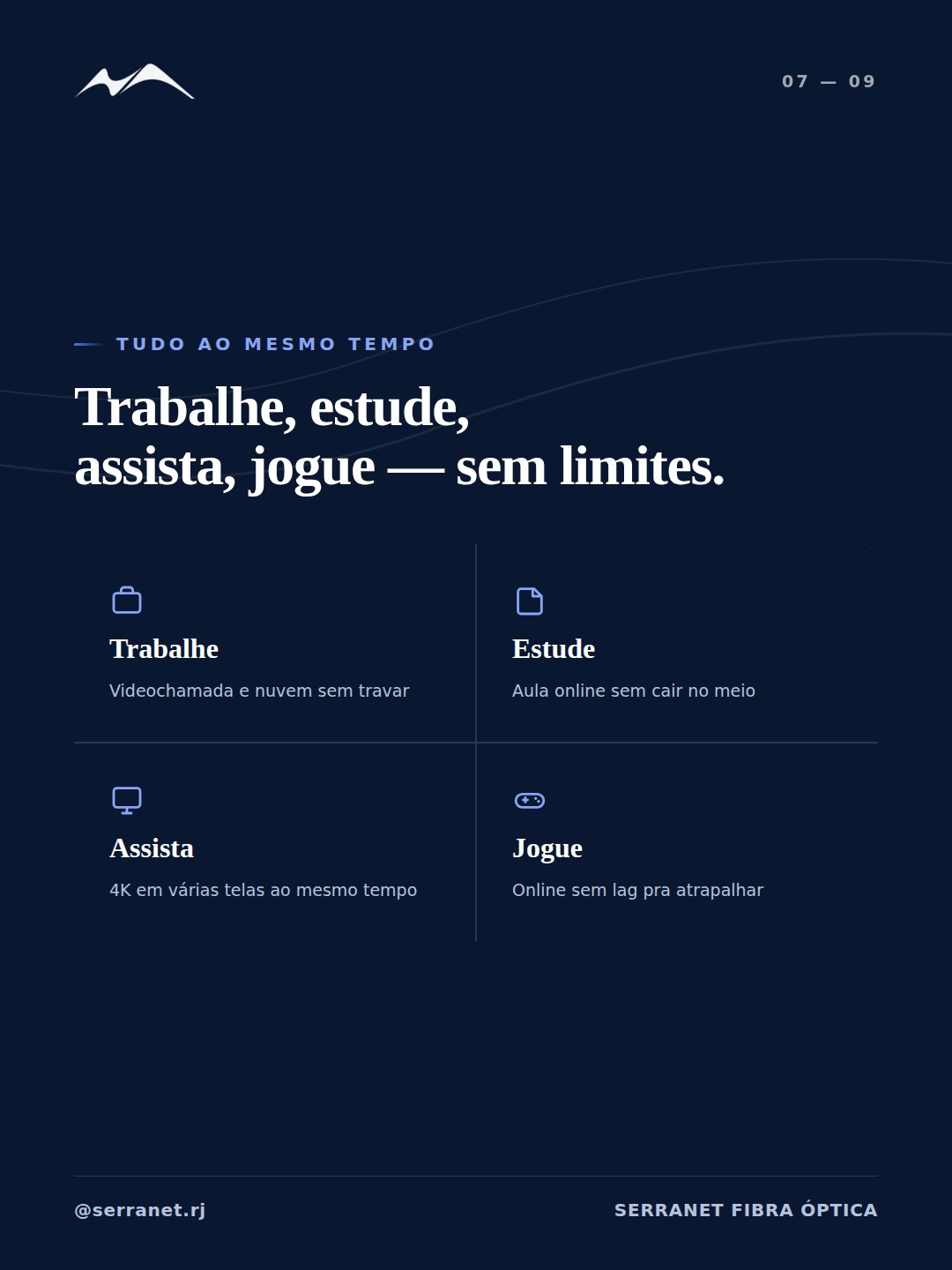 Arte da SERRANET: Trabalhe, estude, assista, jogue — tudo ao mesmo tempo, sem limites